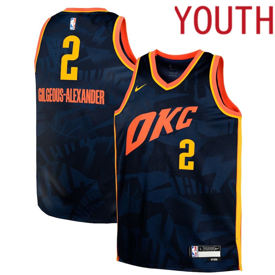 Youth Oklahoma City Thunder 2 Shai Gilgeous-Alexander Nike Navy City Edition 2023-24 Swingman Replica NBA Jersey